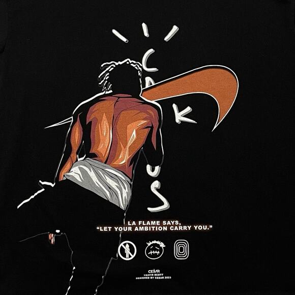 Travis Scott Graphic T Shirt Size Large Black Designed by Cesar 2023 Heavyweight - Picture 9 of 12